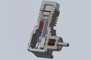 پروژه طراحی موتور تک سیلندر در نرم افزار سالیدروک