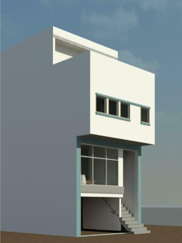 پروژه آماده طراحی معماری ویلایی مسکونی 3 طبقه با Revit