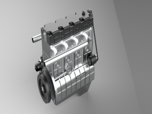 مدل سه بعدی موتور 4 سیلندر در نرم افزار Solidworks