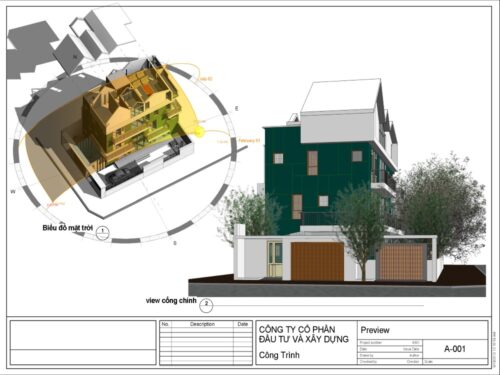 پروژه آماده طراحی معماری خانه مسکونی 3 طبقه با Revit