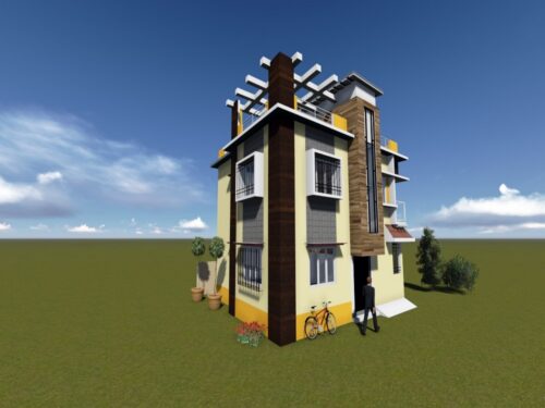 پروژه آماده طراحی معماری خانه مسکونی 2 طبقه با Revit