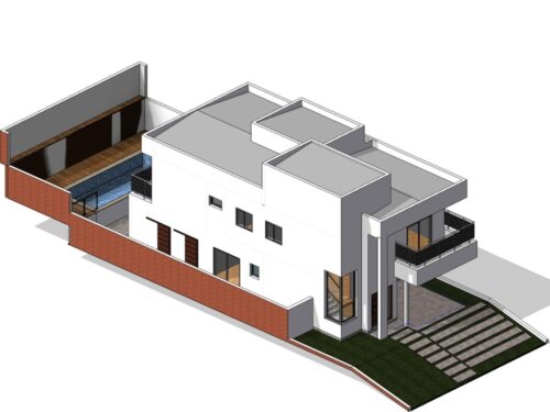 پروژه آماده طراحی معماری ویلایی مسکونی 2 طبقه با Revit