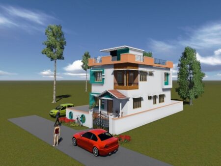 پروژه آماده طراحی معماری خانه مسکونی 2 طبقه با Revit