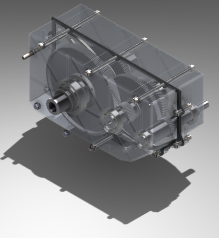 مدل سه بعدی گیربکس دو سرعته در نرم افزار Solidworks